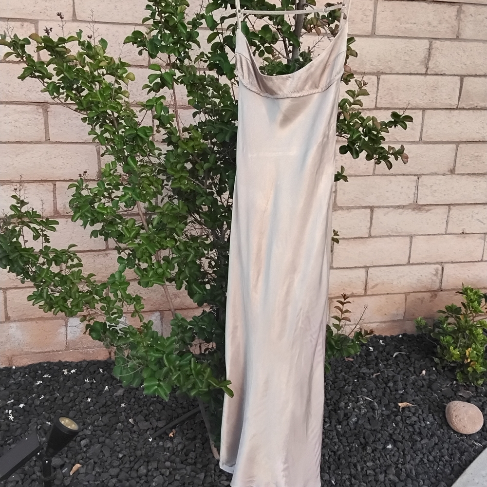 Zara Champagne Satin Slip Maxi Dress